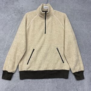 J‎ Crew Jacket Mens Small Beige Grizzy Fleece Half Zip Mock Neck Zip Sweater